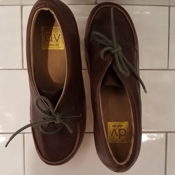 Dolce Vita Shoes - Brown Leather with Wooden Sole - Picture 2 of 3